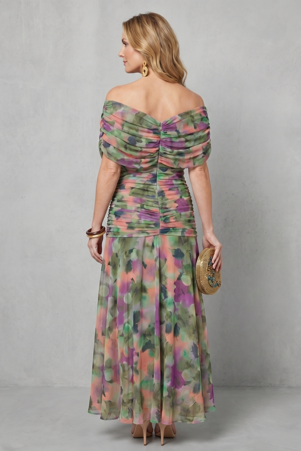 Verity Sanderson | Draped Floral Maxi Dress in Watercolour Print