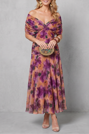 Verity Sanderson | Draped Floral Maxi Dress in Watercolour Print