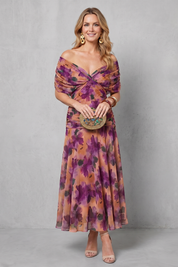 Verity Sanderson | Draped Floral Maxi Dress in Watercolour Print