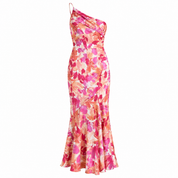 Verity Langton | Women's Satin Floral Midi Dress One Shoulder