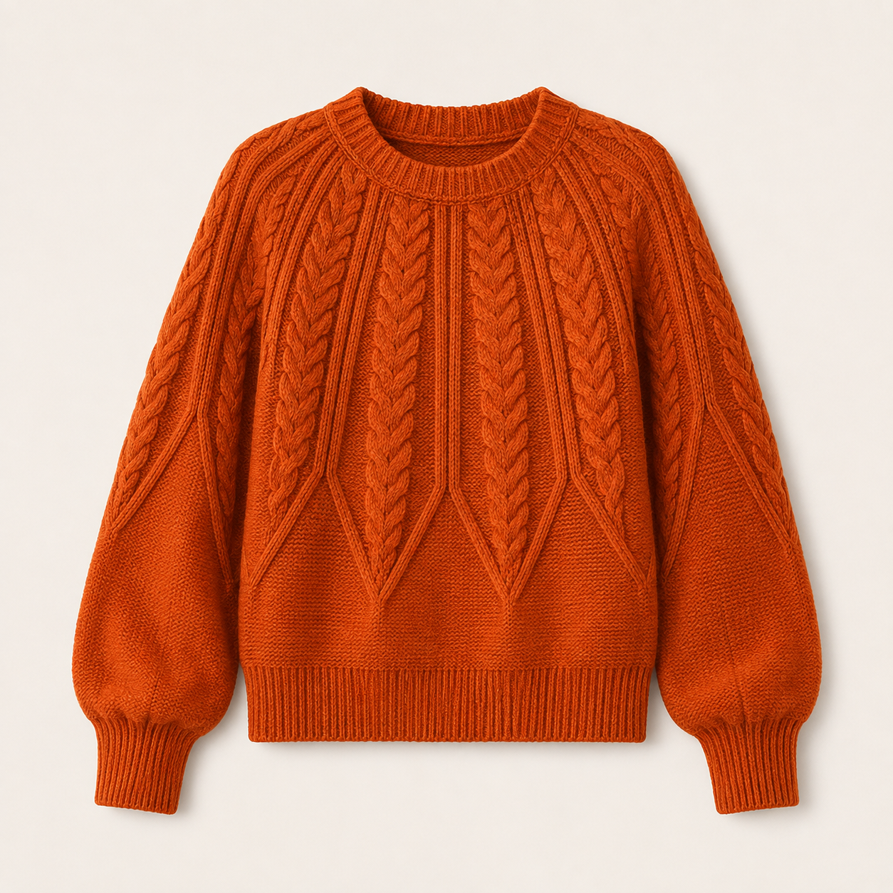 Verity Sanderson | Cable Knit Autumn Sweater – Warm Rust Statement Knit