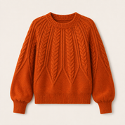Verity Sanderson | Cable Knit Autumn Sweater – Warm Rust Statement Knit