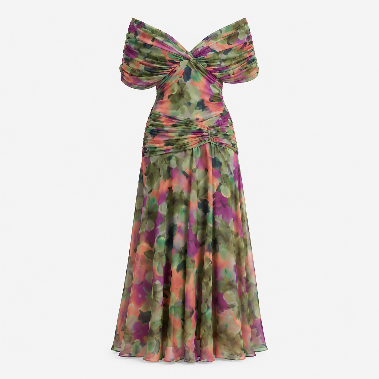 Verity Sanderson | Draped Floral Maxi Dress in Watercolour Print