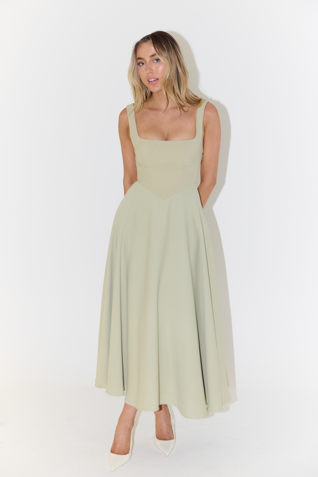 Violetta Grandin | Women’s Midi Dress – Flattering Fit – Cinched Waist – Flowing Silhouette