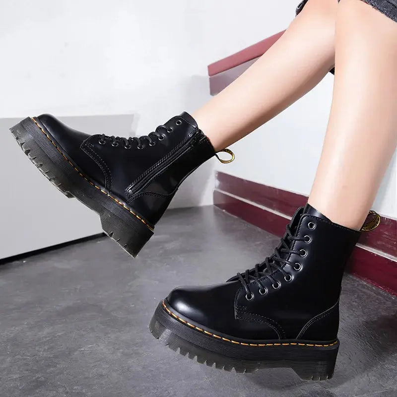 Viveca Stormaine | Women's Leather Platform Boots – Urban Street Style & Comfort