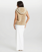 Vivette Lormand | Winter Faux Fur Gilet Beige Hooded Toggle Vest