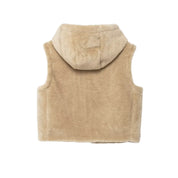 Vivette Lormand | Winter Faux Fur Gilet Beige Hooded Toggle Vest