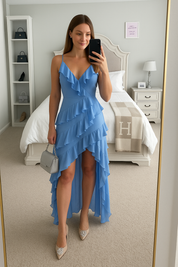 Viviana Carlisle | Whimsical Ruffle High‑Low Maxi Dress