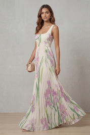Penelope Weston | Watercolour Floral Pleated Maxi Dress