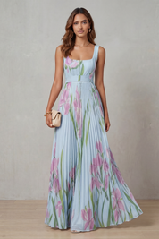 Penelope Weston | Watercolour Floral Pleated Maxi Dress