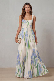 Penelope Weston | Watercolour Floral Pleated Maxi Dress