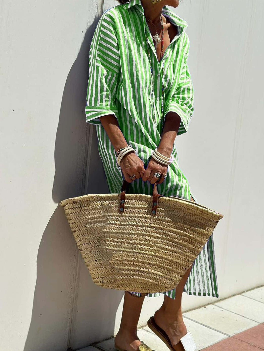 Vivienne Lunel | Striped Shirt Midi Dress For Women