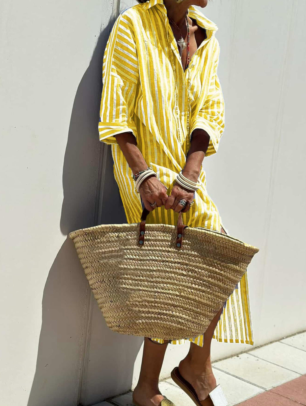 Vivienne Lunel | Striped Shirt Midi Dress For Women