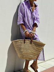 Vivienne Lunel | Striped Shirt Midi Dress For Women