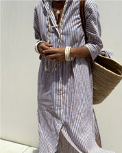 Vivienne Lunel | Striped Shirt Midi Dress For Women