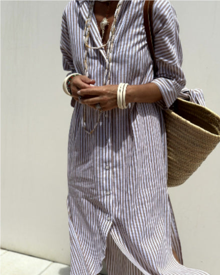 Vivienne Lunel | Striped Shirt Midi Dress For Women