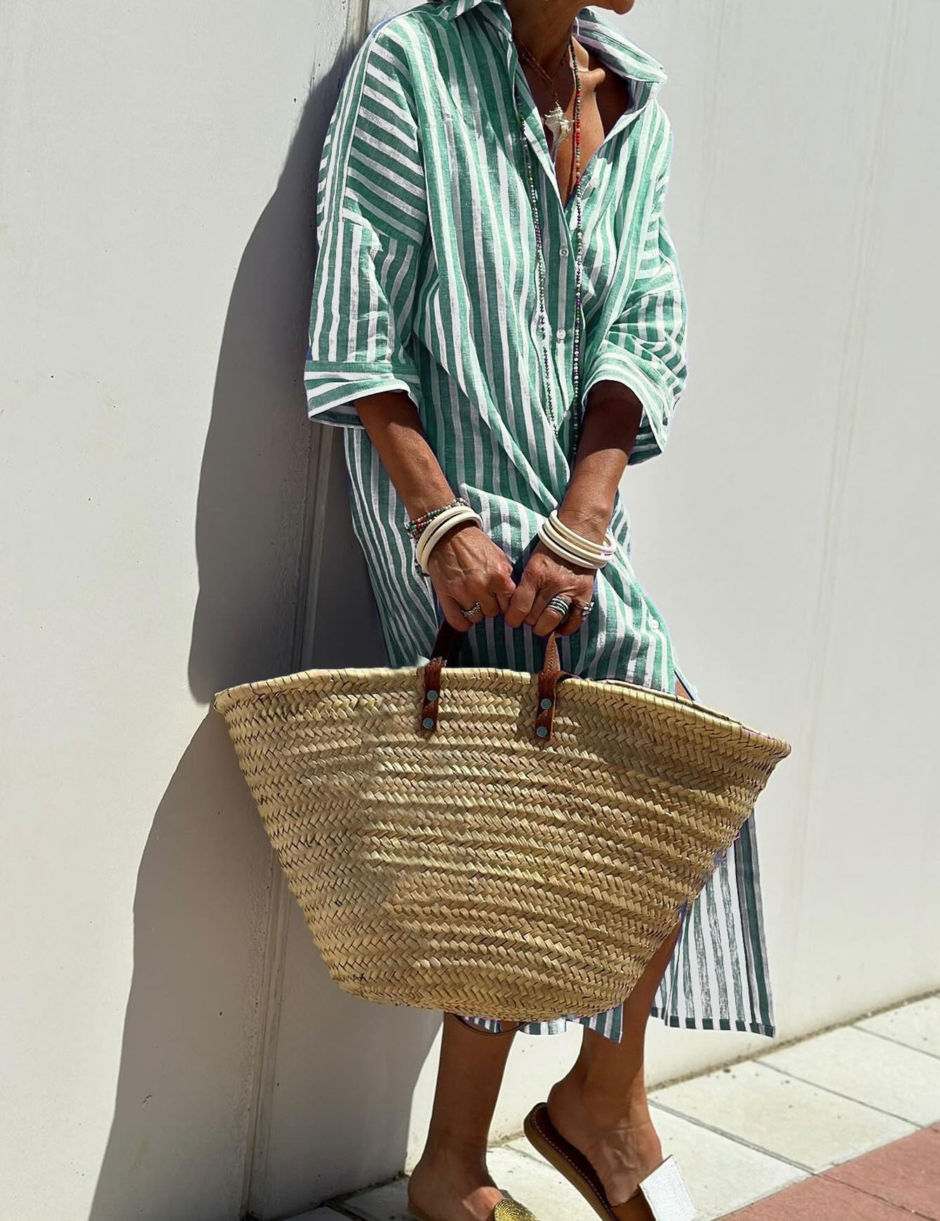 Vivienne Lunel | Striped Shirt Midi Dress For Women