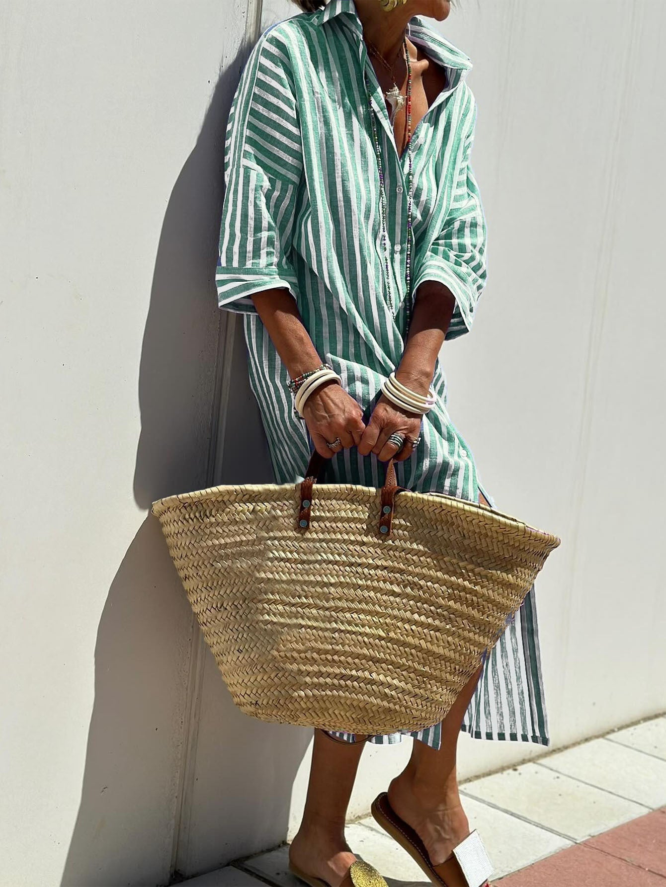 Vivienne Lunel | Striped Shirt Midi Dress For Women
