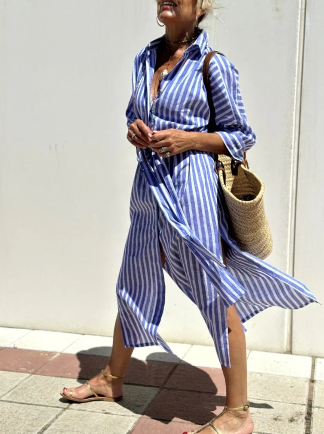 Vivienne Lunel | Striped Shirt Midi Dress For Women
