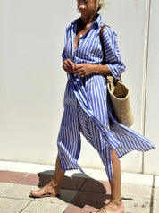 Vivienne Lunel | Striped Shirt Midi Dress For Women