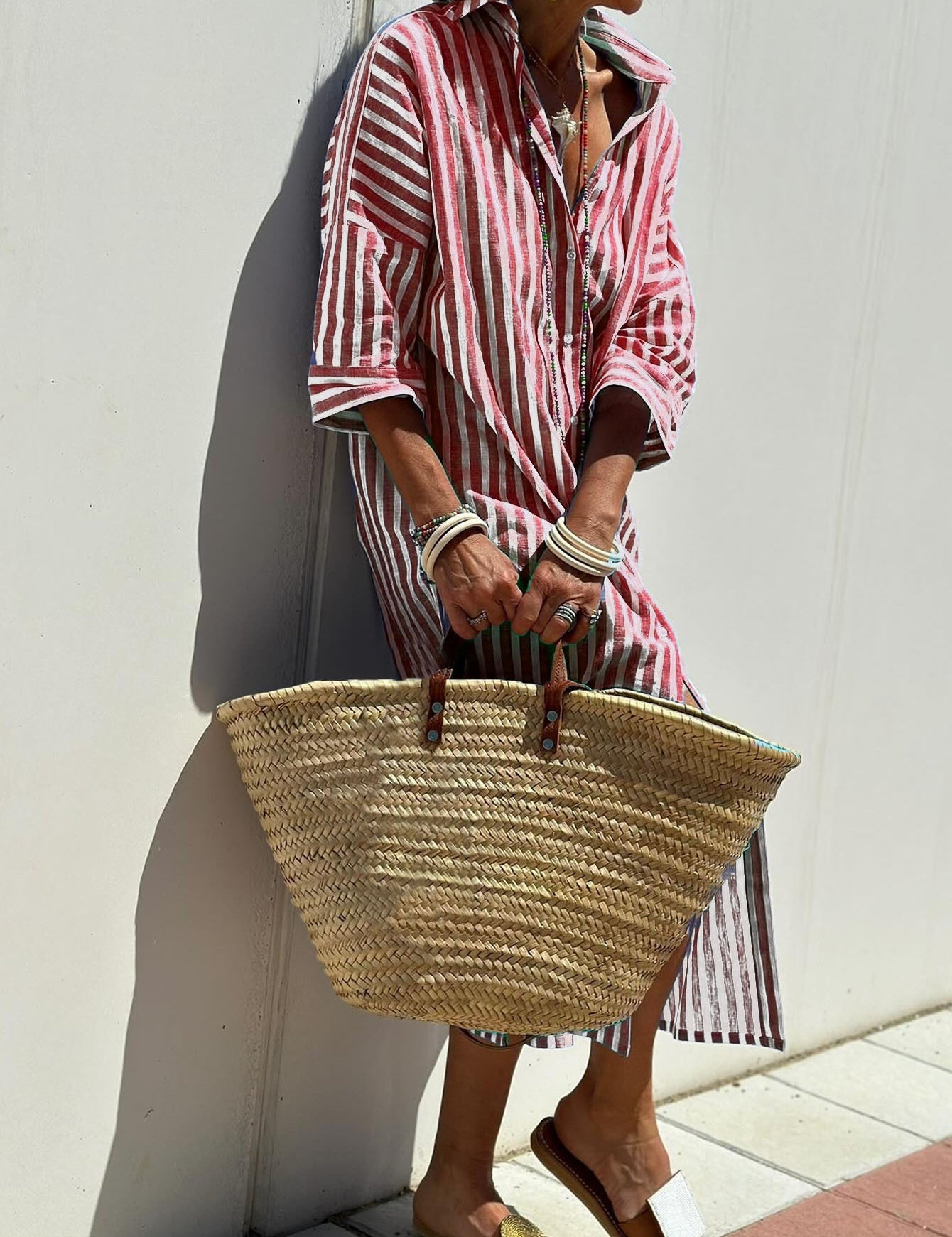 Vivienne Lunel | Striped Shirt Midi Dress For Women