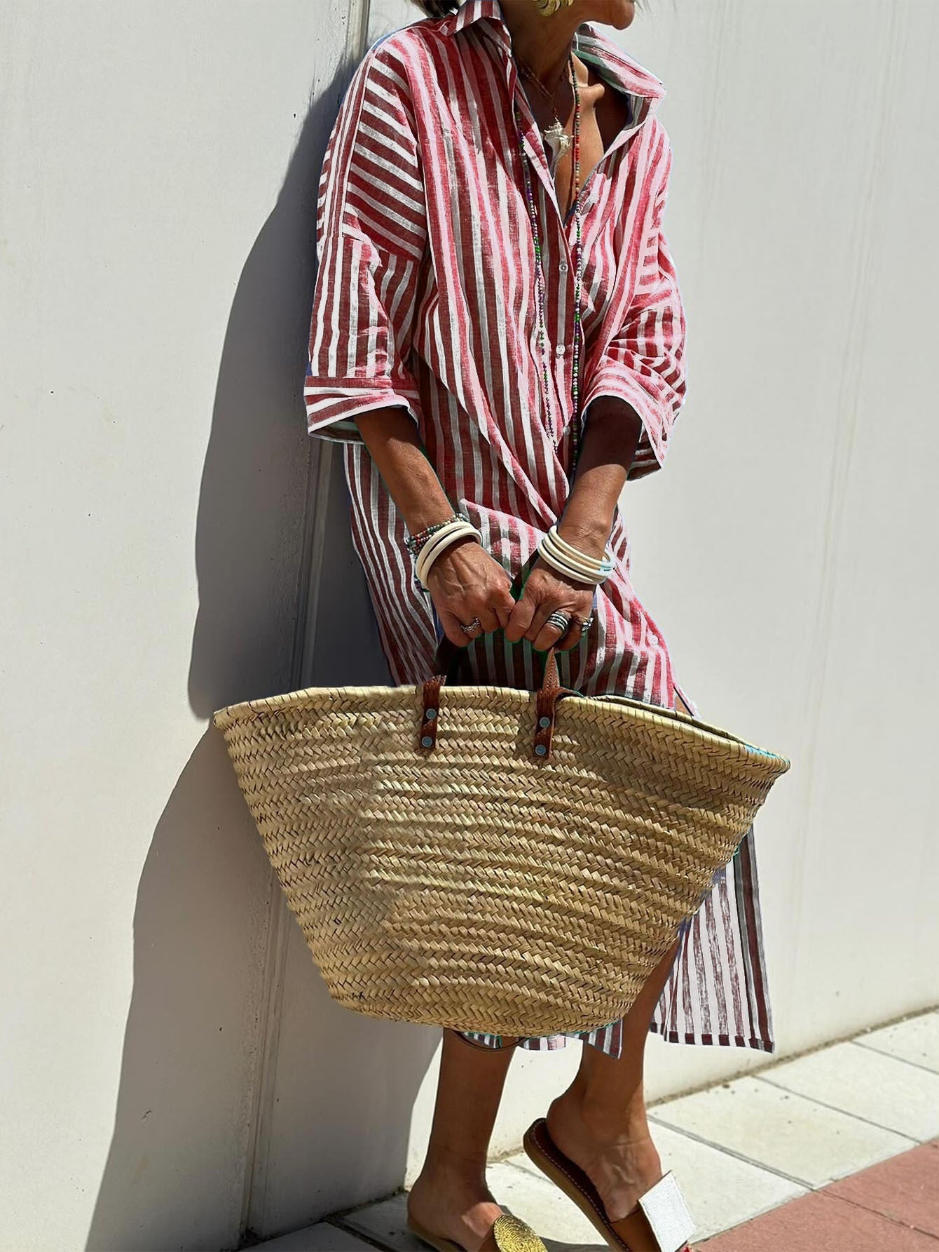 Vivienne Lunel | Striped Shirt Midi Dress For Women