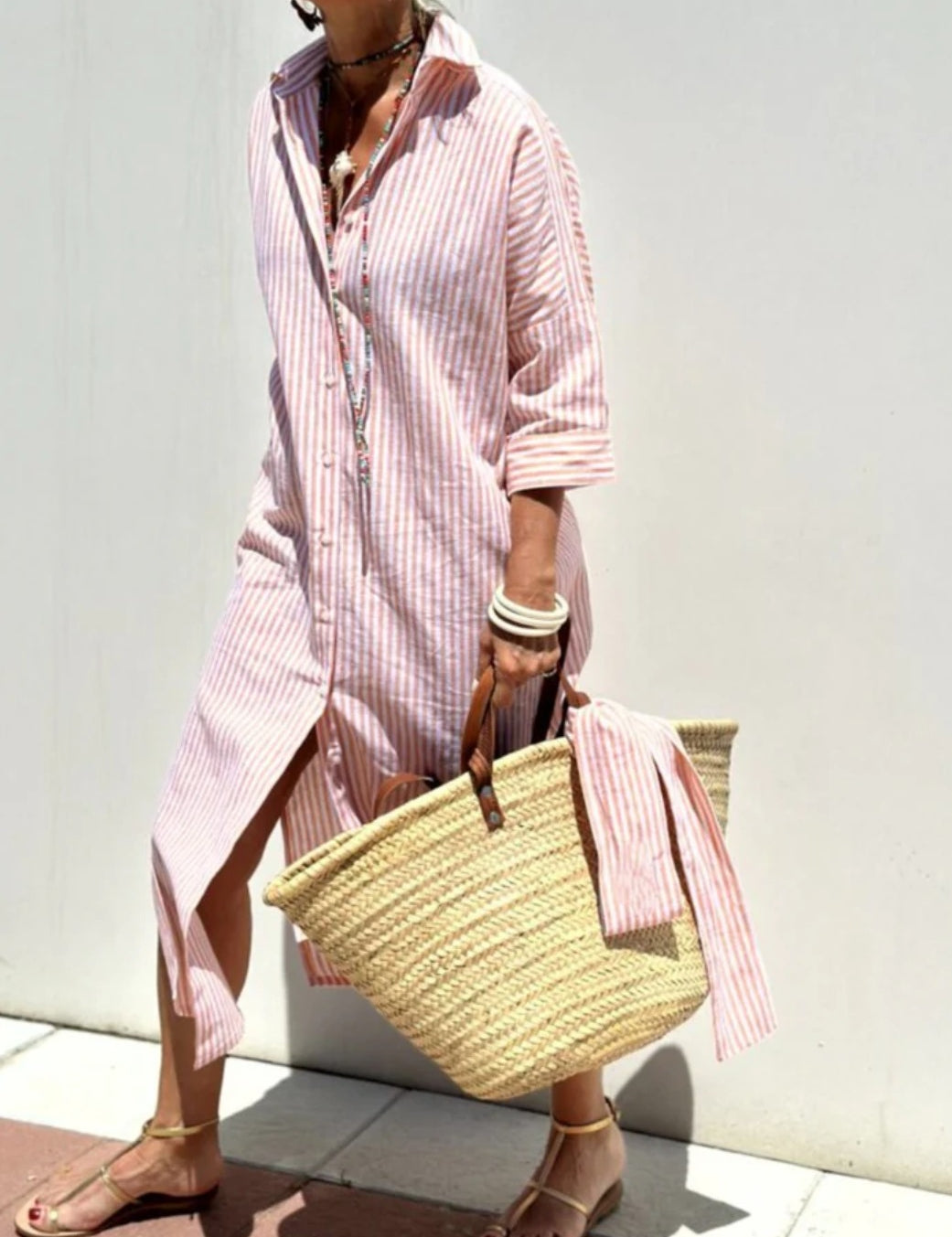 Vivienne Lunel | Striped Shirt Midi Dress For Women
