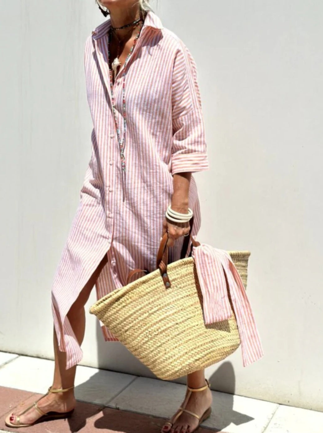 Vivienne Lunel | Striped Shirt Midi Dress For Women