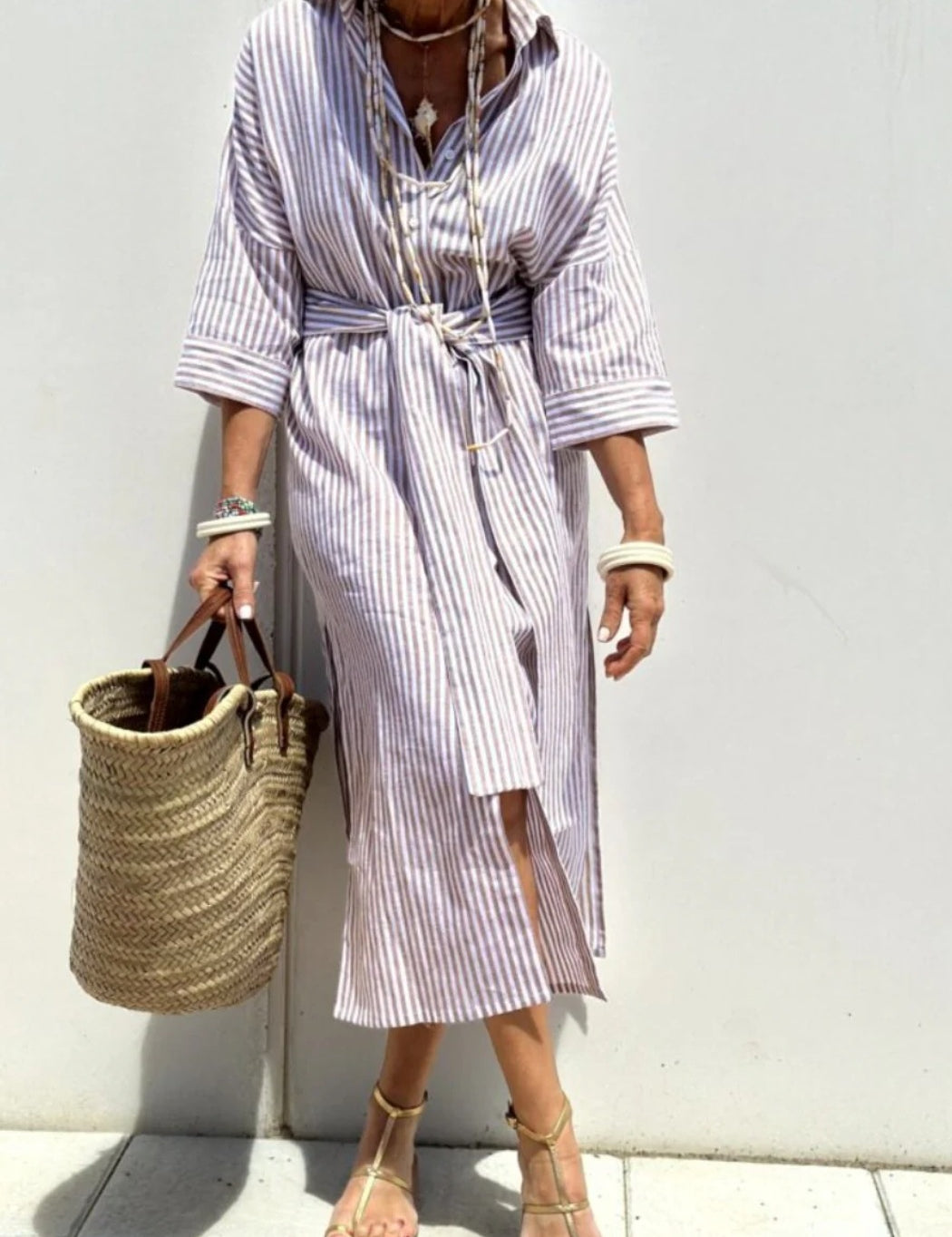 Vivienne Lunel | Striped Shirt Midi Dress For Women