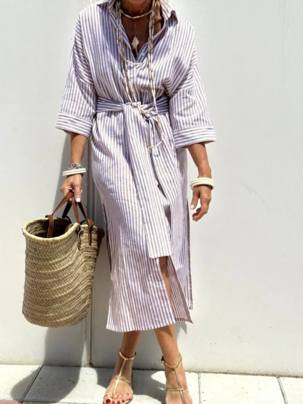 Vivienne Lunel | Striped Shirt Midi Dress For Women