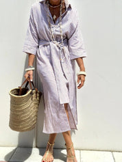 Vivienne Lunel | Striped Shirt Midi Dress For Women