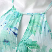 Vivienne Rose | Green Floral Halter Maxi Summer Dress