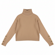 Cecily Hartwell | Pull tricoté à col roulé avec poignets boutonnés
