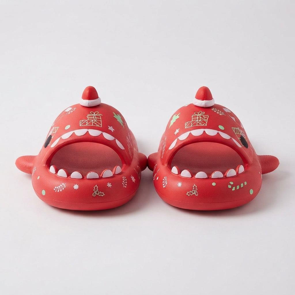 Winter Glow | Pantoufles de Noël rouges phosphorescentes pour femmes