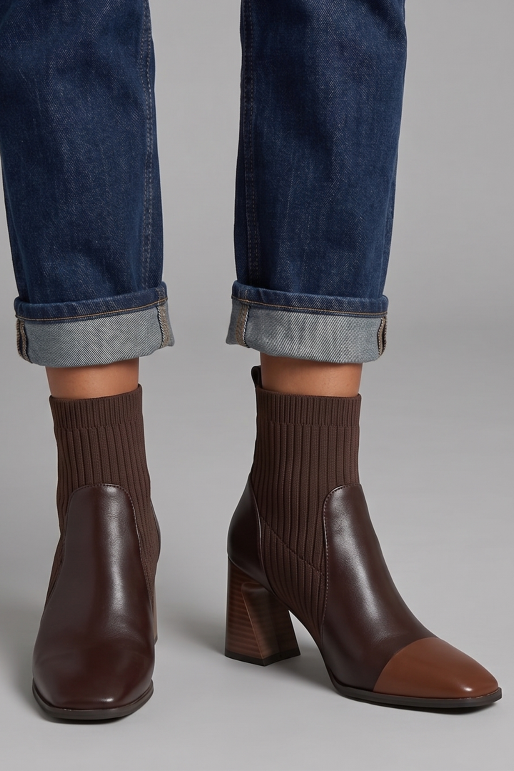 Aurora Sinclair | Knit Heel Ankle Boots For Women