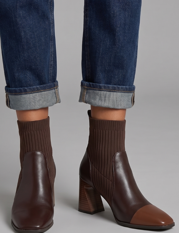 Aurora Sinclair | Knit Heel Ankle Boots For Women