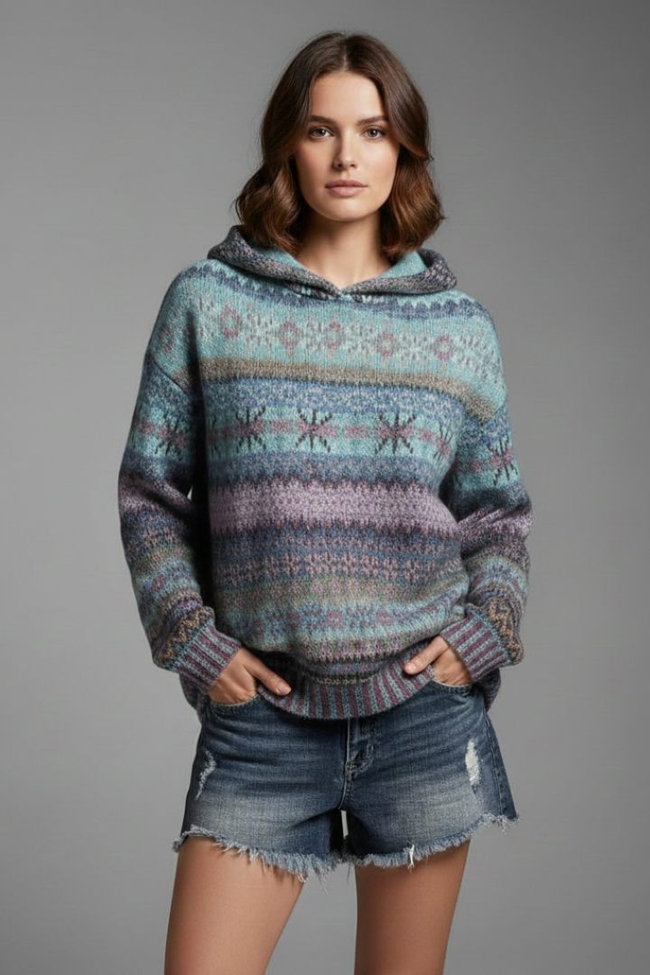 Millicent Radcliffe | Fair Isle Hoodie With Ribbed Cuffs