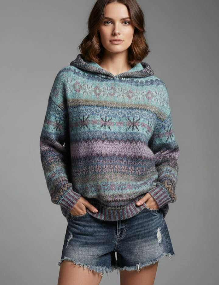 Millicent Radcliffe | Fair Isle Hoodie With Ribbed Cuffs