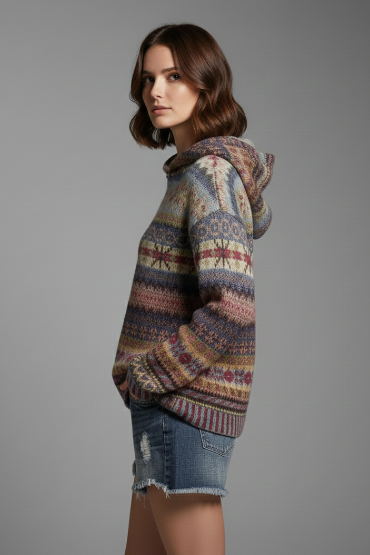 Millicent Radcliffe | Fair Isle Hoodie With Ribbed Cuffs