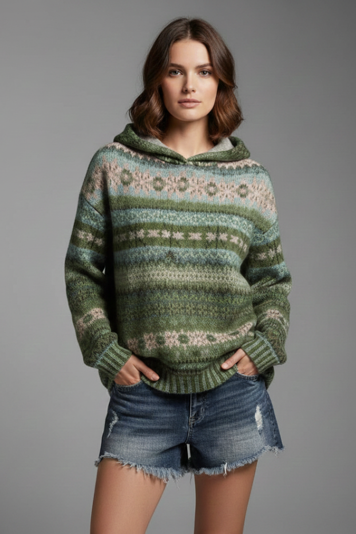 Millicent Radcliffe | Fair Isle Hoodie With Ribbed Cuffs