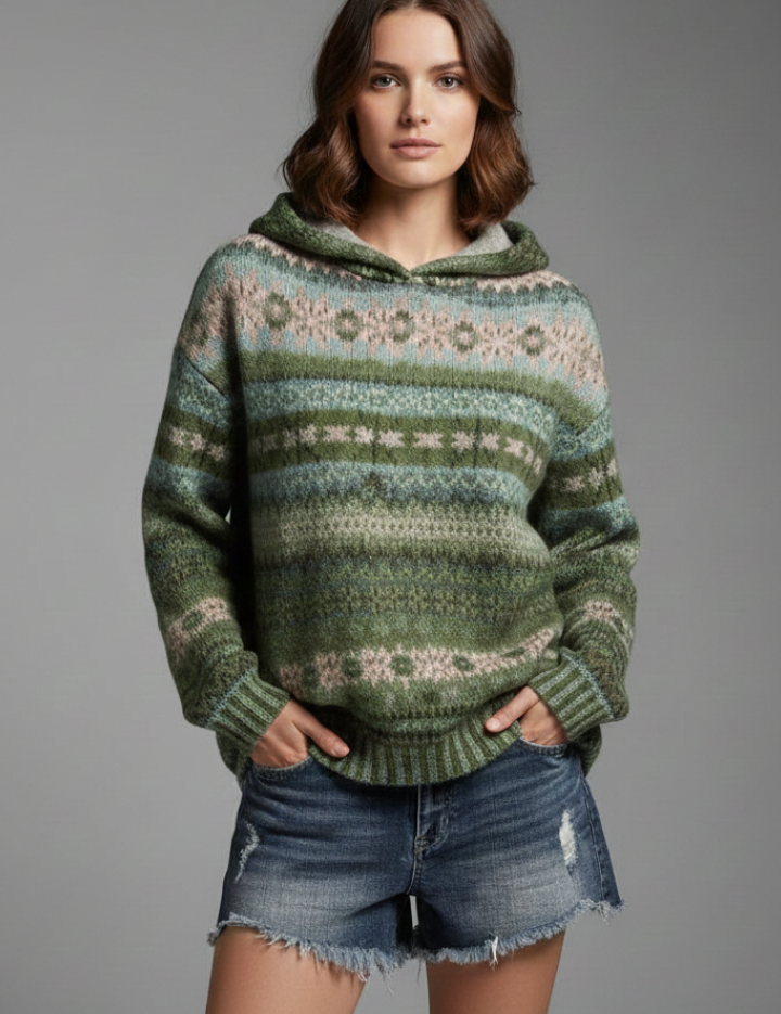 Millicent Radcliffe | Fair Isle Hoodie With Ribbed Cuffs