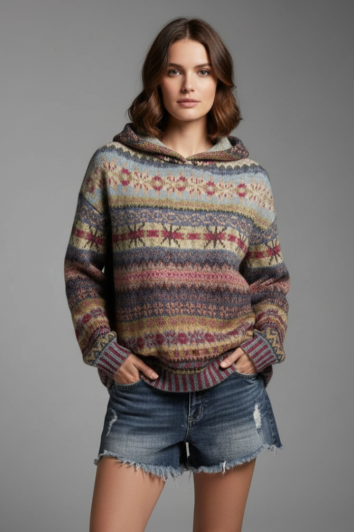 Millicent Radcliffe | Fair Isle Hoodie With Ribbed Cuffs