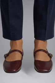 Emma Harrison | Burgundy Mary Jane Flats with Buckle Strap