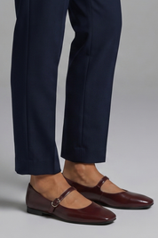 Emma Harrison | Burgundy Mary Jane Flats with Buckle Strap