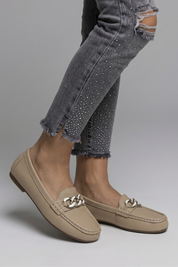 Grace Williams | Leather Loafers with Gold Chain Detail