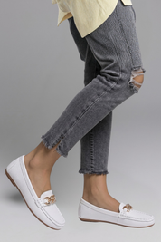 Grace Williams | Leather Loafers with Gold Chain Detail
