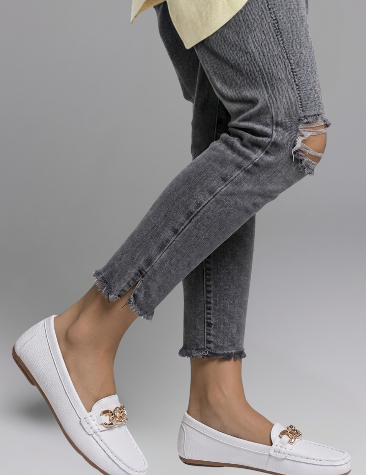Grace Williams | Leather Loafers with Gold Chain Detail
