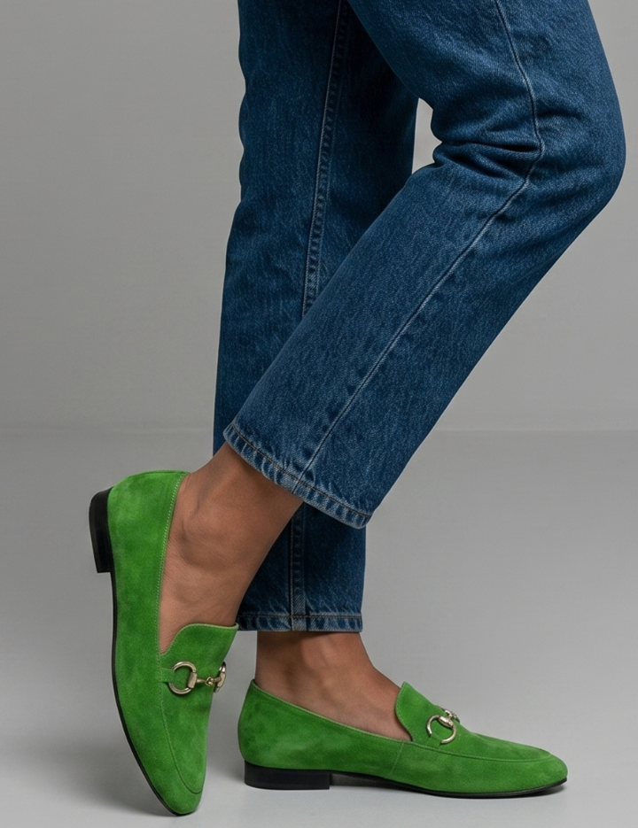 Amelia Taylor | Purple Suede Loafers with Gold Horsebit Detail