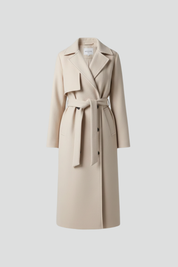 Cecily Radcliffe | Double Breasted Belted Long Coat in Cream