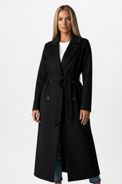 Cecily Radcliffe | Double Breasted Belted Long Coat in Cream